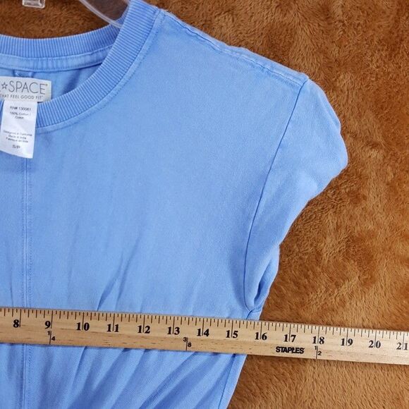 L SPACE T-Shirt Dress Womens Small Blue Pullover Cut Out Mini LOST WINDS - Picture 6 of 9